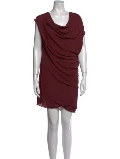 Pre-owned Helmut Lang Cowl Neck Mini Dress In Burgundy