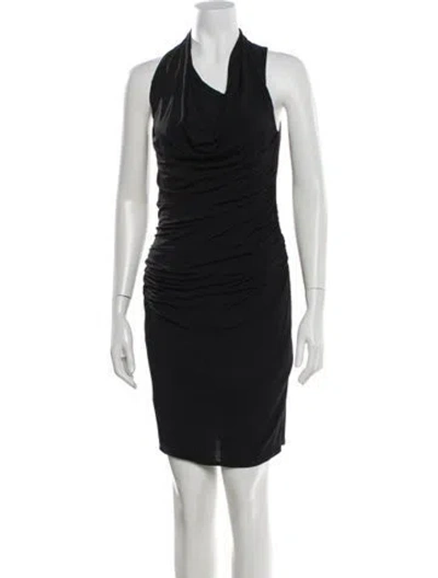 Pre-owned Helmut Lang Cowl Neck Mini Dress In Gray