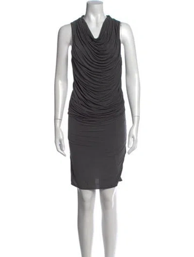 Pre-owned Helmut Lang Cowl Neck Mini Dress In Grey