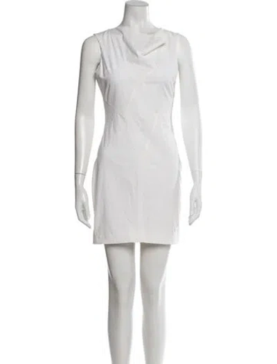 Pre-owned Helmut Lang Cowl Neck Mini Dress In White