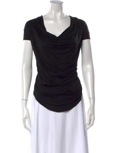 Pre-owned Helmut Lang Cowl Neck Short Sleeve Top In Black