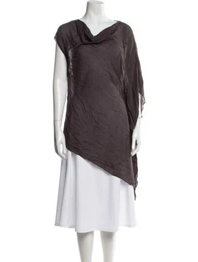 Pre-owned Helmut Lang Cowl Neck Short Sleeve Top In Gray