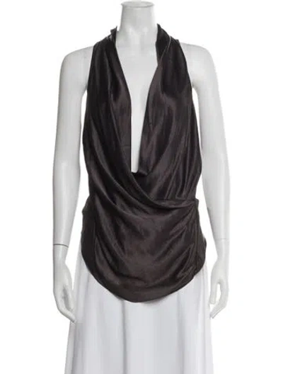 Pre-owned Helmut Lang Cowl Neck Sleeveless Top In Brown