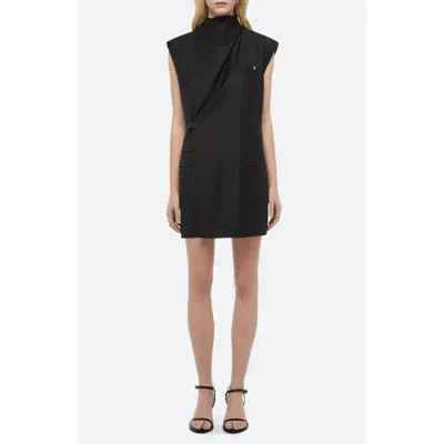 Helmut Lang Cowl Neck Wool Blazer Dress In Black