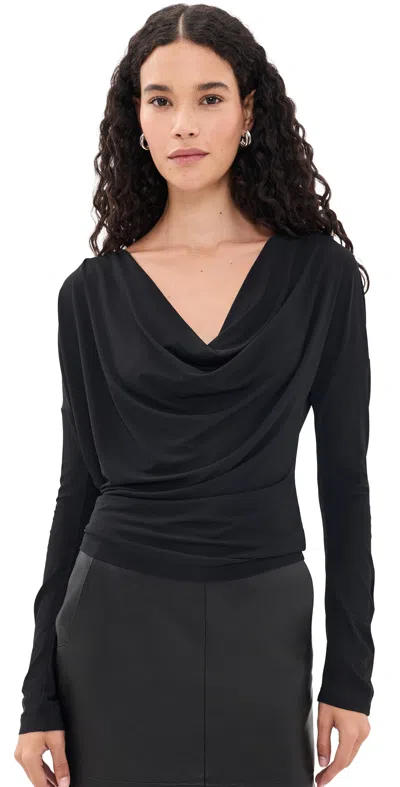 Helmut Lang Cowl Neck Long Sleeve Top In Black