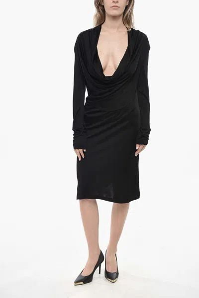 Helmut Lang Cowl-neck Dress In Black