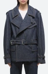 Helmut Lang Rider Denim Trench Jacket In Raw Indigo