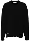 Helmut Lang Crew-neck Distressed Jumper In Black