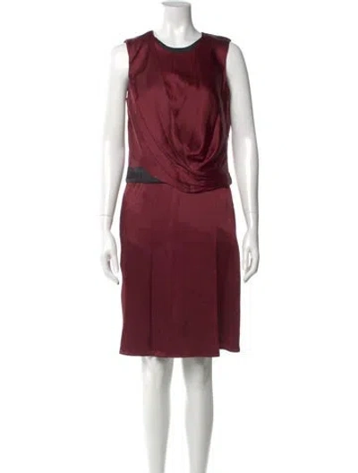 Pre-owned Helmut Lang Crew Neck Knee-length Dress In Burgundy