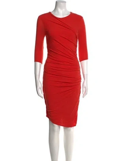 Pre-owned Helmut Lang Crew Neck Knee-length Dress In Orange