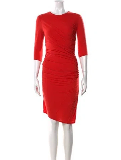 Pre-owned Helmut Lang Crew Neck Knee-length Dress In Orange