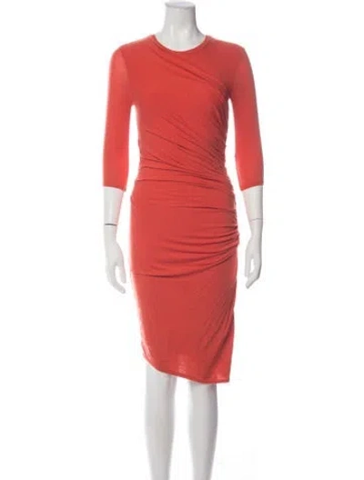 Pre-owned Helmut Lang Crew Neck Knee-length Dress In Orange