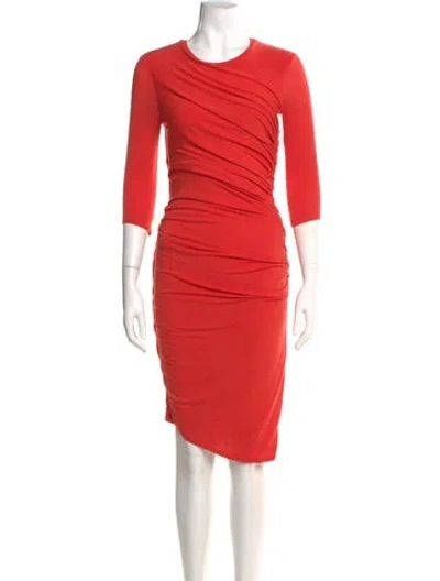 Pre-owned Helmut Lang Crew Neck Knee-length Dress In Red