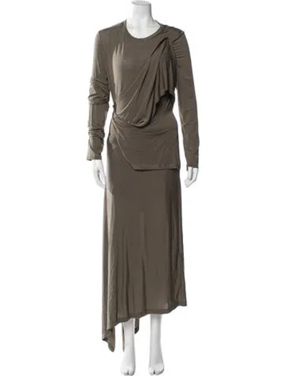 Pre-owned Helmut Lang Crew Neck Long Dress In Green