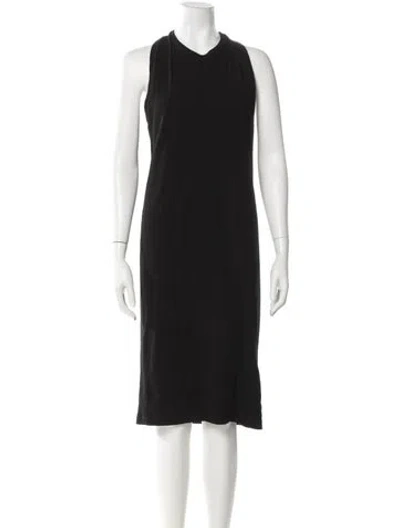 Pre-owned Helmut Lang Crew Neck Midi Length Dress In Black
