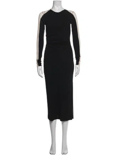 Pre-owned Helmut Lang Crew Neck Midi Length Dress In Black