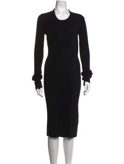 Pre-owned Helmut Lang Crew Neck Midi Length Dress In Black