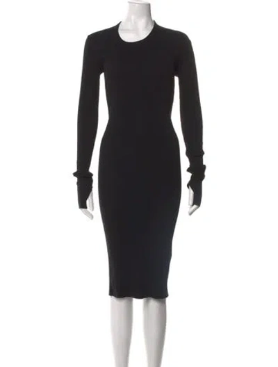 Pre-owned Helmut Lang Crew Neck Midi Length Dress In Black