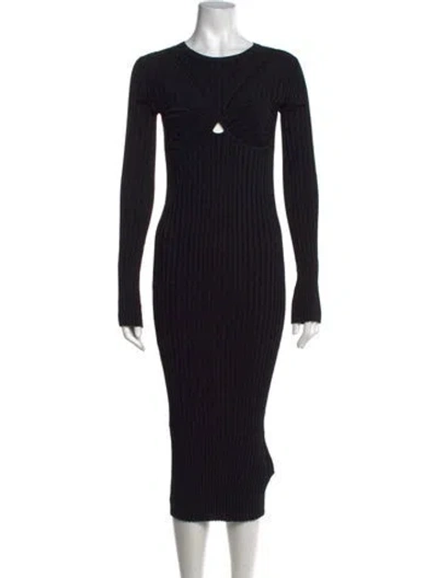 Pre-owned Helmut Lang Crew Neck Midi Length Dress In Black