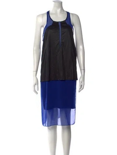 Pre-owned Helmut Lang Crew Neck Midi Length Dress In Black/blue
