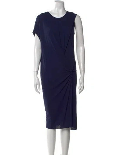 Pre-owned Helmut Lang Crew Neck Midi Length Dress In Blue