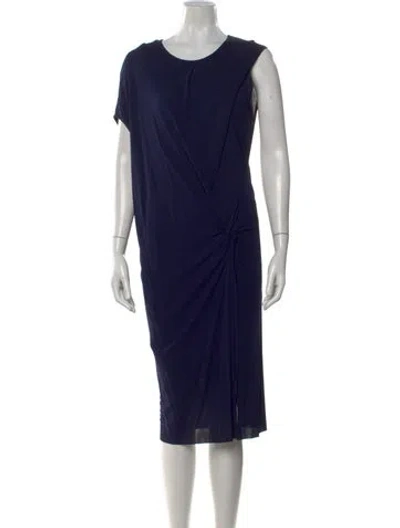 Pre-owned Helmut Lang Crew Neck Midi Length Dress In Blue