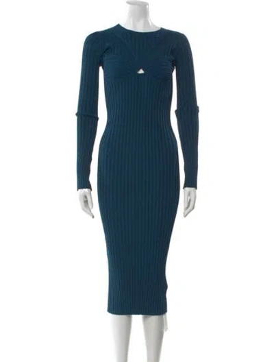 Pre-owned Helmut Lang Crew Neck Midi Length Dress In Blue