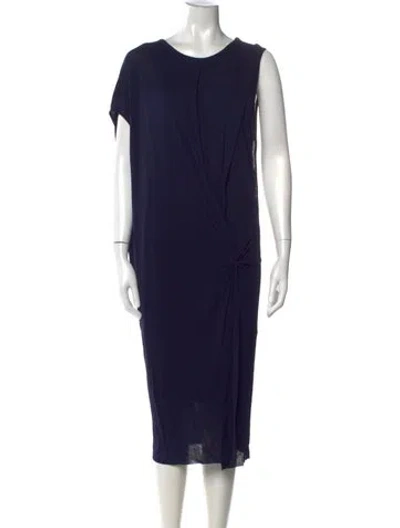 Pre-owned Helmut Lang Crew Neck Midi Length Dress In Blue