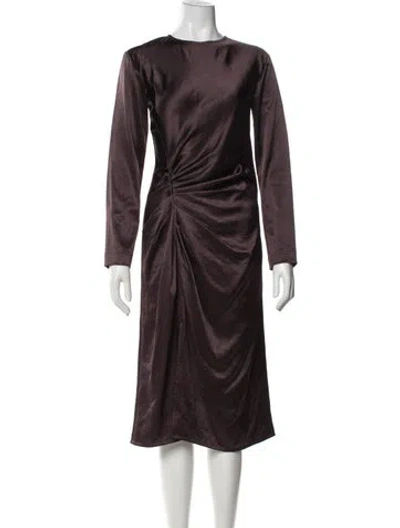 Pre-owned Helmut Lang Crew Neck Midi Length Dress In Brown