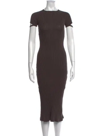 Pre-owned Helmut Lang Crew Neck Midi Length Dress In Brown