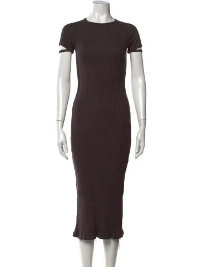 Pre-owned Helmut Lang Crew Neck Midi Length Dress In Brown