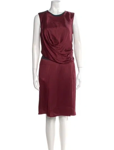 Pre-owned Helmut Lang Crew Neck Midi Length Dress In Burgundy
