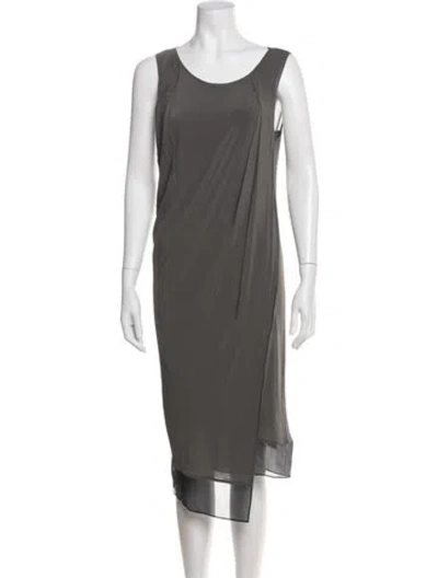 Pre-owned Helmut Lang Crew Neck Midi Length Dress In Gray