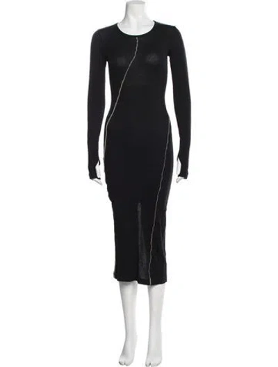 Pre-owned Helmut Lang Crew Neck Midi Length Dress W/ Tags In Black