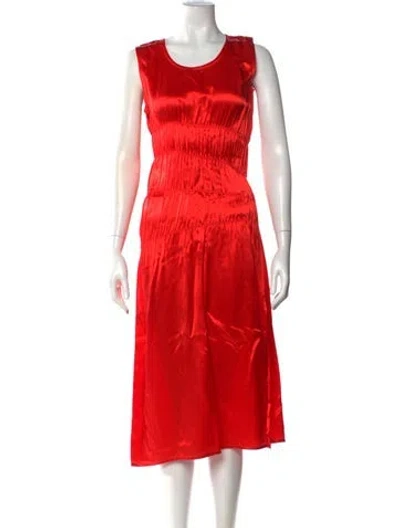 Pre-owned Helmut Lang Crew Neck Midi Length Dress W/ Tags In Red