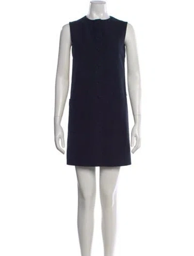 Pre-owned Helmut Lang Crew Neck Mini Dress In Blue