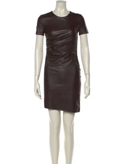 Pre-owned Helmut Lang Crew Neck Mini Dress In Brown