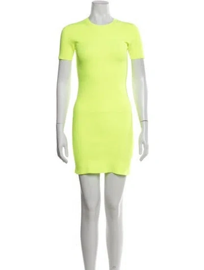 Pre-owned Helmut Lang Crew Neck Mini Dress In Green