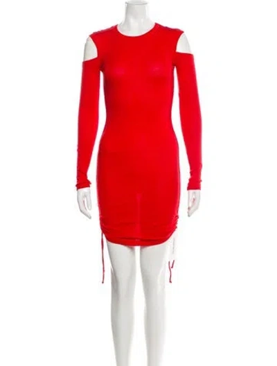 Pre-owned Helmut Lang Crew Neck Mini Dress In Red