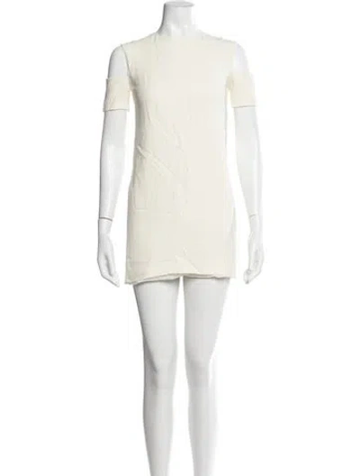 Pre-owned Helmut Lang Crew Neck Mini Dress In White