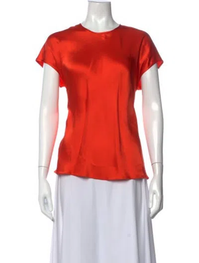 Pre-owned Helmut Lang Crew Neck Short Sleeve Blouse W/ Tags In Orange