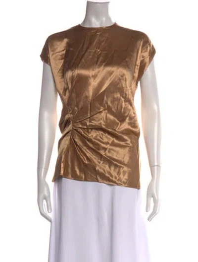 Pre-owned Helmut Lang Crew Neck Short Sleeve Top In Gold/neutrals