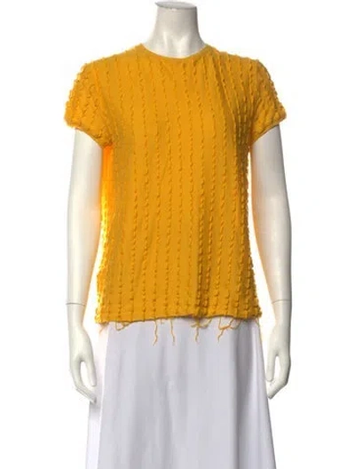 Pre-owned Helmut Lang Crew Neck Short Sleeve Top In Yellow