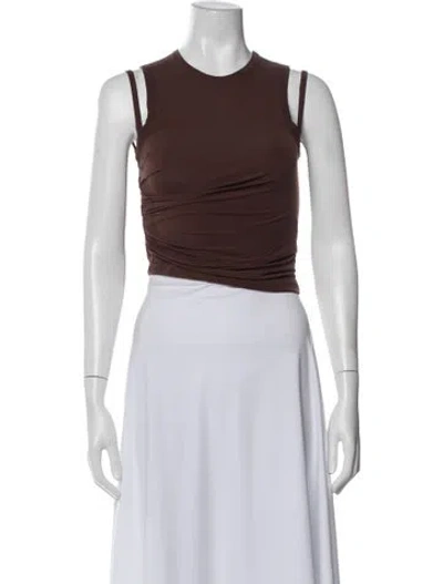 Pre-owned Helmut Lang Crew Neck Sleeveless Crop Top In Brown