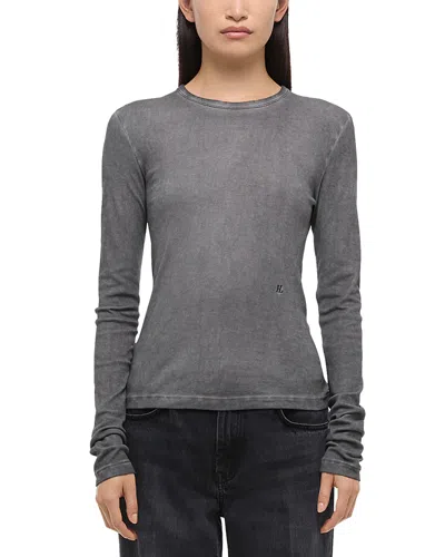 Helmut Lang Long-sleeve Garment-dyed Tee In Grey