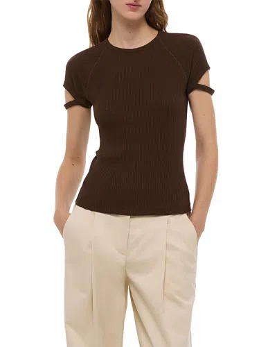 Helmut Lang Crewneck Raglan Crop Tee In Brown