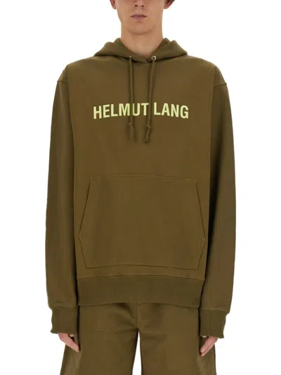 Helmut Lang Crewneck Sweatshirt With Bold Logo Detail In Green