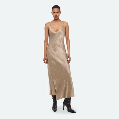 Helmut Lang Crinkle Slip Dress In Taupe