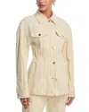 Helmut Lang Metallic Crushable Crinkle Denim Jacket In Neutral