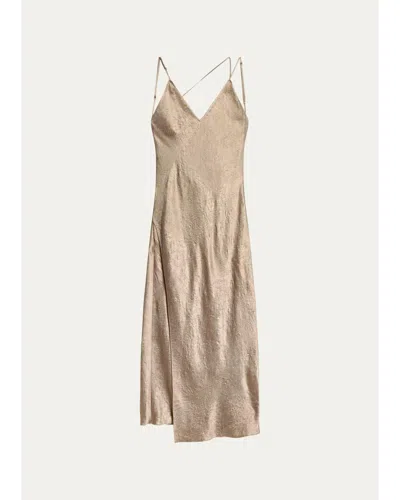 Helmut Lang Crinkled-effect Midi Slipdress In Neutral